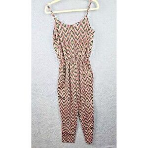 Soprano Jumpsuit Romper Womens S Abstract Zig Zag Spaghetti Straps Pockets